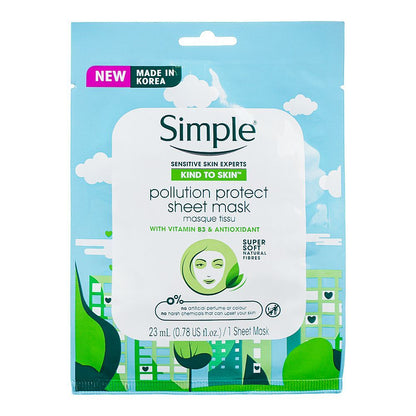 Simple Sensitive Skin Experts Vitamin B3 & Antioxidant Pollution Protect Sheet Mask, 23ml