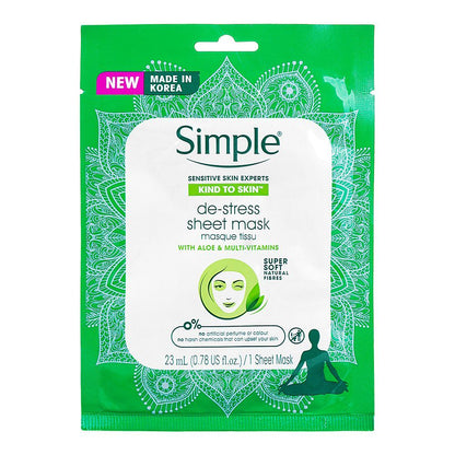 Simple Sensitive Skin Experts Aloe Vera & Multivitamin De-Stress Sheet Mask, 23ml