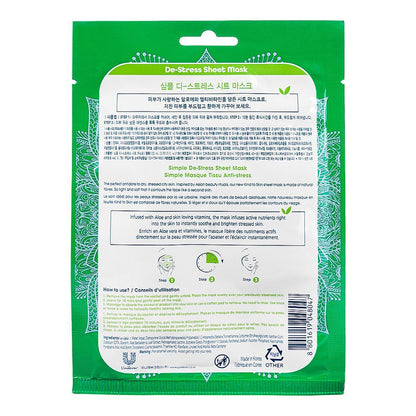 Simple Sensitive Skin Experts Aloe Vera & Multivitamin De-Stress Sheet Mask, 23ml