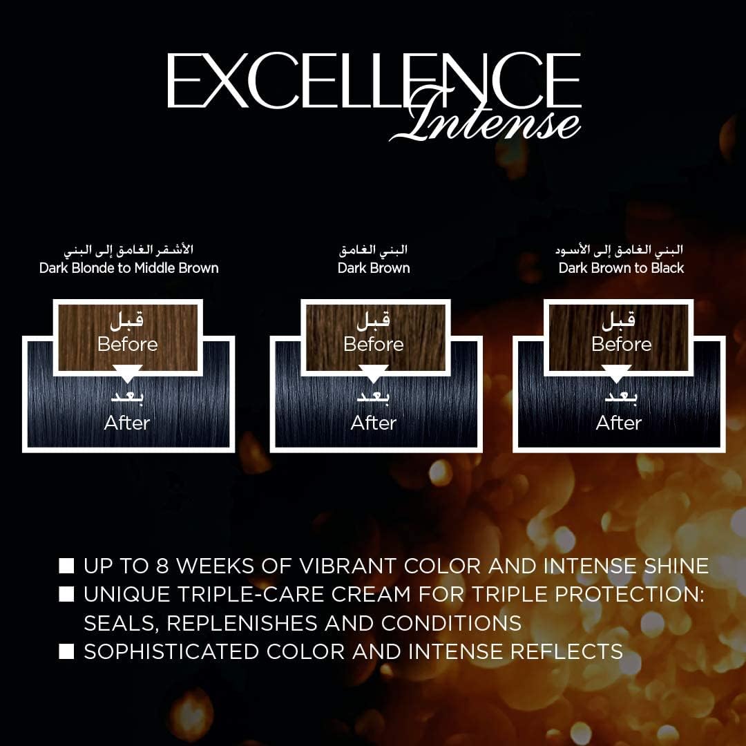 L'Oreal Paris Excellence Intense Permanent Hair Color, 1.1 Deep Pure Black