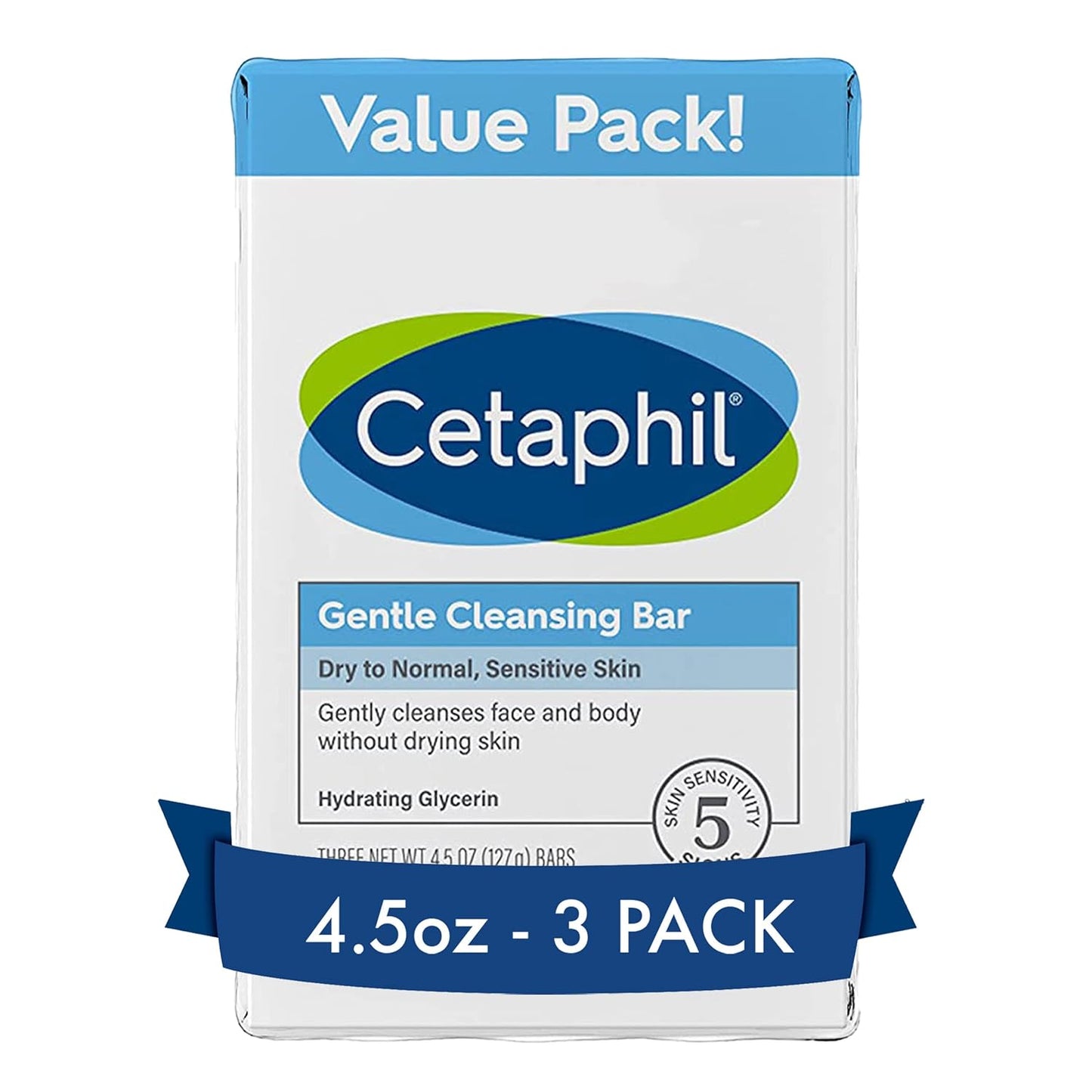 CETAPHIL Gentle Cleansing Bar, 4.5 oz Bar