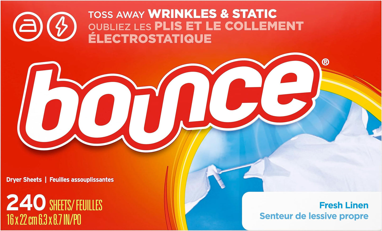 Bounce Dryer Sheets Laundry Fabric Softener, Fresh Linen Scent