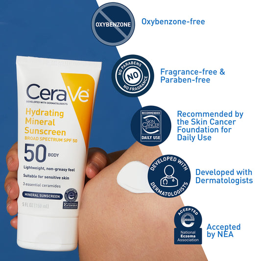 Cerave Hydrating Mineral Sunscreen SPF 50 Body Lotion