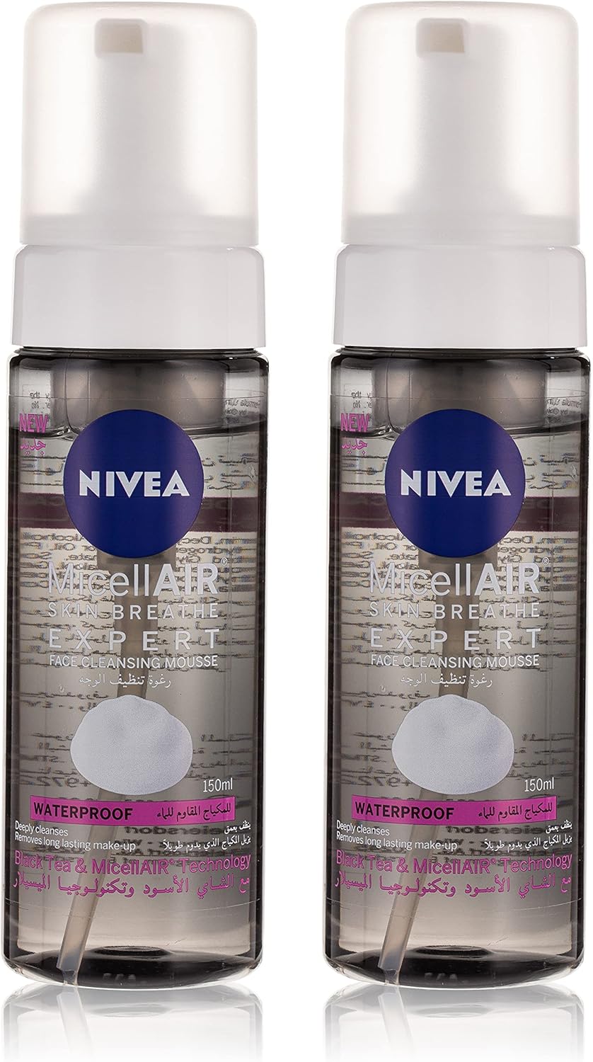 NIVEA Micellar Expert Face Cleansing Mousse For Women, 2 x 150 ml