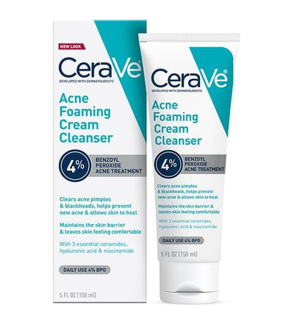 CeraVe Acne Foaming Cream Cleanser – 4% Benzoyl Peroxide 150ml