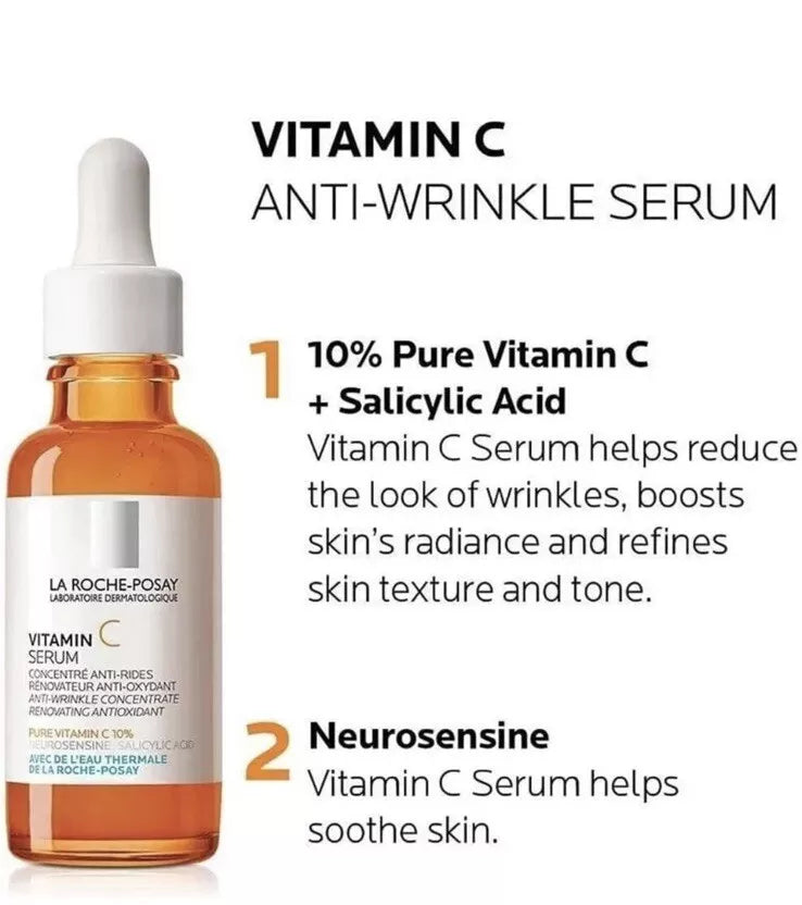 La Roche Posay Pure Vitamin C10 Serum Anti Wrinkle Anti Oxidant Serum 30ml New